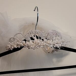 Elegant Pearl and Crystal Tiara and Veil